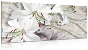 Stampa su tela – Giglio bianco con perle