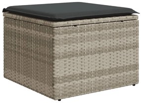 Set divano da giardino 6pz con cuscini grigio chiaro polyrattan