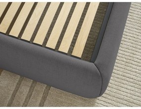 Letto matrimoniale imbottito grigio scuro con contenitore/senza testiera con rete inclusa 180x200 cm Inera – Bobochic Paris