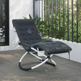 Lettino Prendisole Geometrico Con Cuscino Nero E Grigio Acciaio /