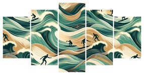 Quadri 5 pezzi – Onde del mare e surf
