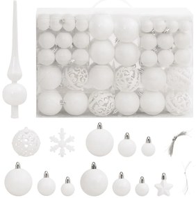 Set Palline di Natale 111 pz in Polistirene, Bianco