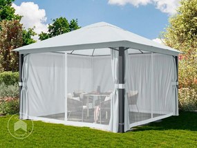 TOOLPORT Gazebo da giardino 4x4m, Softtop, 4 teli laterali, pietra - (300687)
