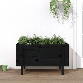 Fioriera Rialzata Da Giardino Nera 101x50x57 Cm Massello Pino /