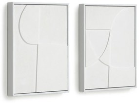 Kave Home - Set Beija di 2 quadri bianchi 32 x 42 cm