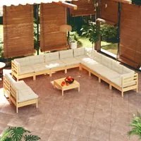 Set Divani da Giardino 12 pz con Cuscini Crema Massello di Pino 3096857