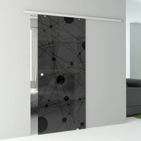 Porta scorrevole Euclide Fumè in alluminio nero, L 86 x H 215 cm, con binario Atena Reversibile