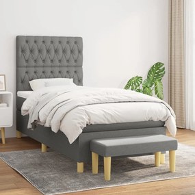 Giroletto A Molle Con Materasso Grigio Scuro 90x200 Cm Tessuto /