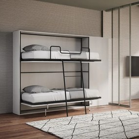 Letto a castello NABOR a scomparsa Bianco Frassino Composizione H