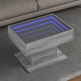 Tavolino Salotto Con Led Grigio Sonoma 70x50x45 Cm Multistrato /