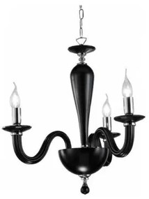 Lampada a sospensione RAVEL 3 luci in vetro lavorato a mano 60 cm NERO