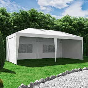 Gazebo 295x595 cm in acciaio bianco, copertura bianca - Bruma