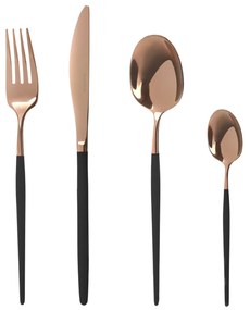 Set 24 posate nero e rosa gold Luxy acciaio inox