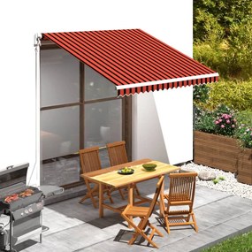 Tenda Da Sole İn Tela Arancione E Marrone 300x250 Cm /