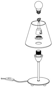 Lampada Da Tavolo Moderna Damasco 1 Acciaio Nichel Satinato 1 Luce E14