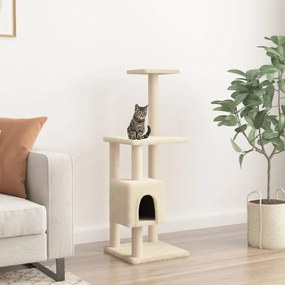 Albero per gatti con tiragraffi in sisal crema 104 cm