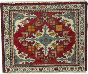 Shiraz Tappeto 50 x 60 Rosso (Iran) Annodato A Mano