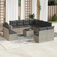 Set Divano Giardino 12 pz con Cuscini Grigio Chiaro Polyrattan 3219132