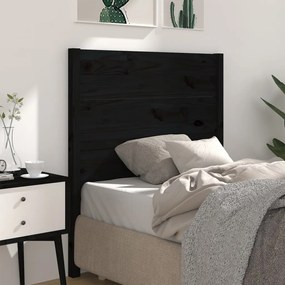 Testiera Per Letto Nera 96x4x100 Cm İn Legno Massello Di Pino /