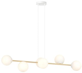 Lampadario a sospensione GRAVITY 6 Nero/Bianco e Oro 6xE14