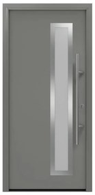 Portoncino d'ingresso HORMANN Iso Pro Secur 730s con vetro L 80 x H 210 cm in acciaio grigio, apertura tirare a sinistra