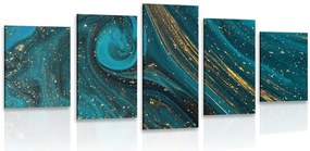 Quadri 5 pezzi – Astrazione smeraldo