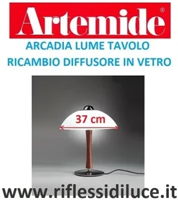 Artemide diffusore in vetro bianco acidato ricambio per arcadia lume tavolo