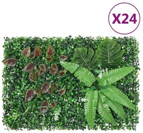 Recinzione Piante Artificiali 24 Pz Verde 40x60 Cm /
