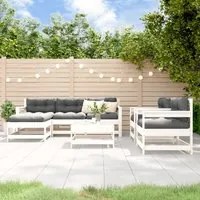 Set Salotto da Giardino 7 pz Bianco in Legno Massello di Pino 3186250