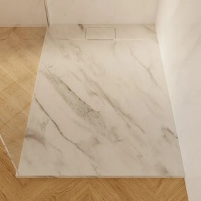 Piatto doccia SENSEA in composito minerale di resina gelificata Neo bianco L 70 x L 120 x H 2.7 cm opaco effetto marmo