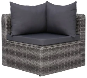 Set divani da giardino 3 pz con cuscini grigio in polyrattan
