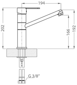ALVEUS 1119875 - Rubinetto per lavello ZENIT 20,2 cm granito/nero