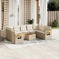 Set Divano da Giardino 10 pz con Cuscini Beige in Polyrattan 3227122