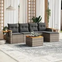 Set Divano da Giardino 6 pz con Cuscini Grigio in Polyrattan 3226767