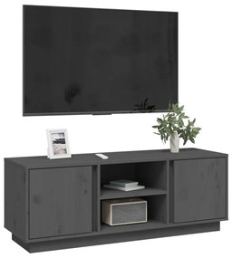 Mobile porta tv grigio 110x35x40,5 cm in legno massello di pino