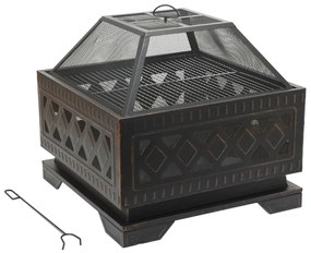 Griglia portatile a legna con griglia nera/patinata