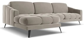 Divano angolare beige (con penisola a sinistra) con rivestimento in velluto Nalu – Makamii