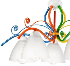 Lampadario a sospensione con catena RETRO 5xE27/60W/230V bianco/colorato