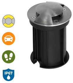 Faretto Carrabile Bidirezione GU10, IP67 - INOX con Doppio Pressacavo Base GU10