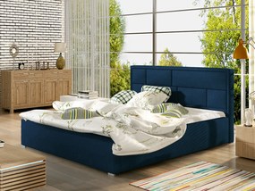 Letto matrimoniale con box contenitore Lanzarote - 180 x 200 cm , Tessuto blu