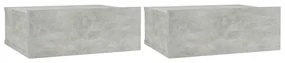 Comodini pensili 2 pz grigio cemento 40x30x15 cm in truciolato