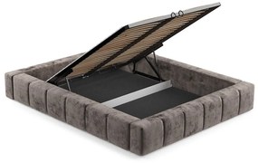 Letto matrimoniale imbottito marrone con spazio contenitivo e rete 180x200 cm Aruba L - Maison de Rêve