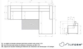 Divano angolare componibile beige allungabile/con contenitore (con penisola a destra) Lulu – Miuform