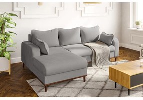 Divano angolare grigio chiaro in velluto a coste (angolo sinistro) Beata - Ropez