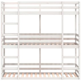 Letto a castello triplo bianco 80x200 cm legno massello di pino