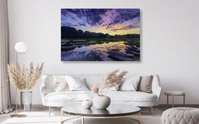 Stampa su tela – Tramonto romantico sulle montagne