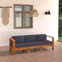 Divano da Giardino 3 Posti Cuscini Grigio Scuro Legno di Acacia cod mxl 39775