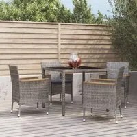 Set da Pranzo da Giardino 5 pz con Cuscini in Polyrattan Grigio 3187381