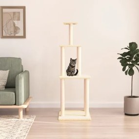 Albero per Gatti con Tiragraffi in Sisal Crema 149 cm