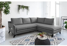Divano letto angolare grigio L, angolo destro Charming Charlie - Miuform